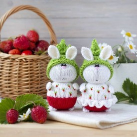 Pair of rabbits in white and red